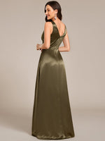 Heidi Satin Olive Green Wedding dress with pockets - Bay Bridal and Ball Gowns