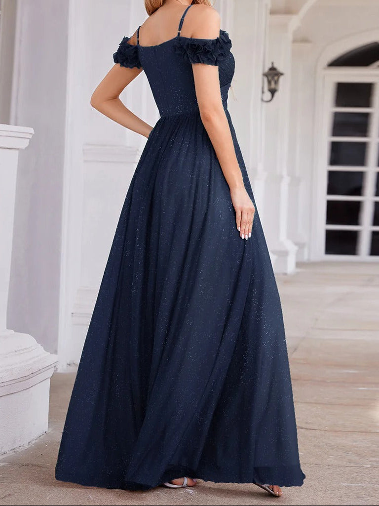 Lidia navy soft tulle evening ball dress s16 Express NZ Wide