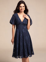 Jamine Mother of the bride/groom shorter navy dress - Bay Bridal and Ball Gowns