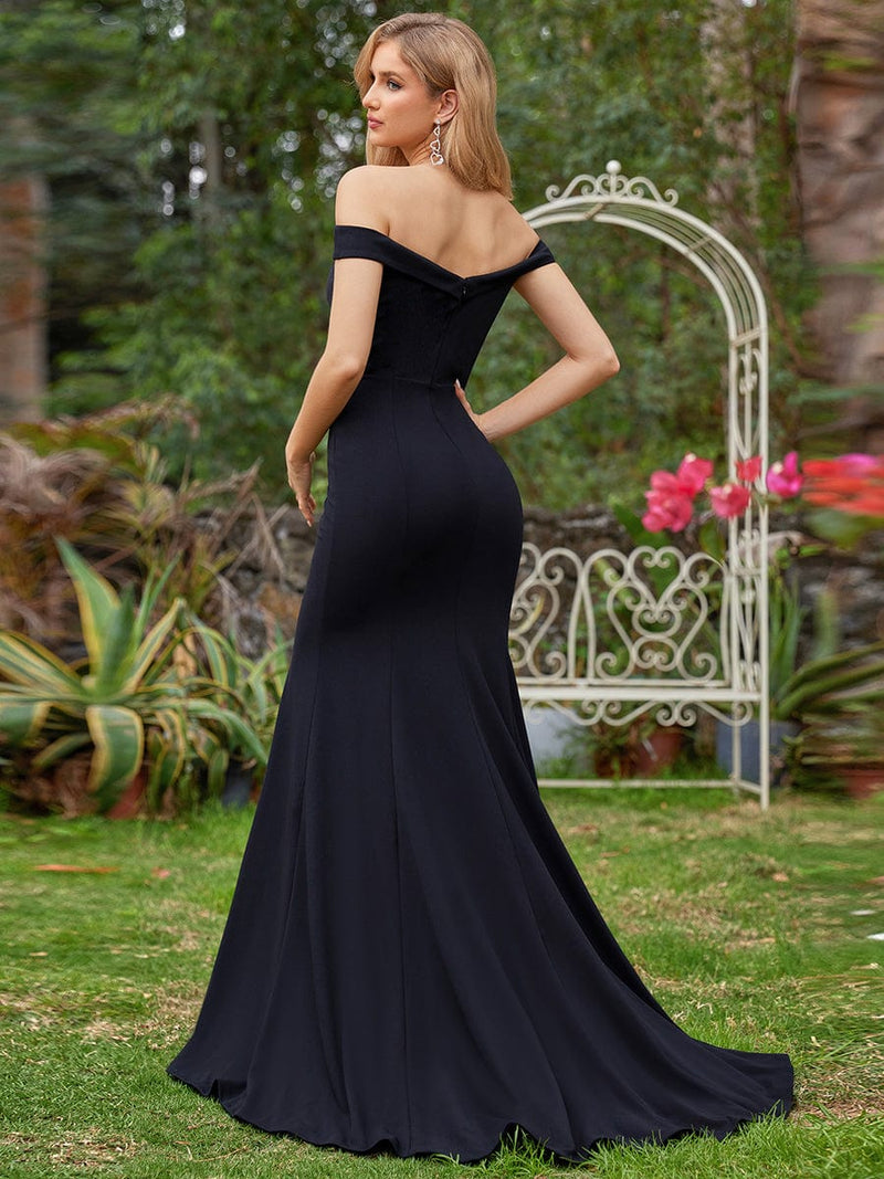 Jane off shoulder black mermaid ball or wedding dress - Bay Bridal and Ball Gowns