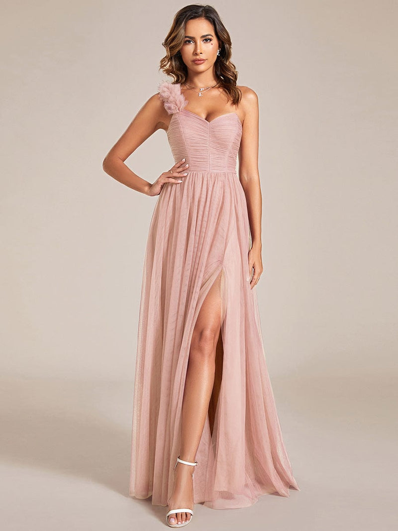 Janey tulle one shoulder dress with split - Bay Bridal and Ball Gowns