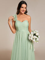 Janey tulle one shoulder dress with split - Bay Bridal and Ball Gowns