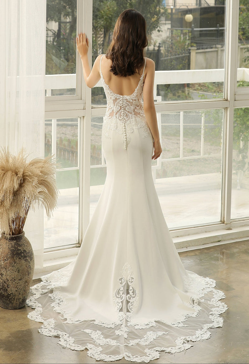 Jara Ivory Fit and Flare Wedding Gown with Train Size 12 COMING SOON - Bay Bridal and Ball Gowns