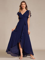 Jarlina chiffon high low bridesmaid dress with ruffle - Bay Bridal and Ball Gowns