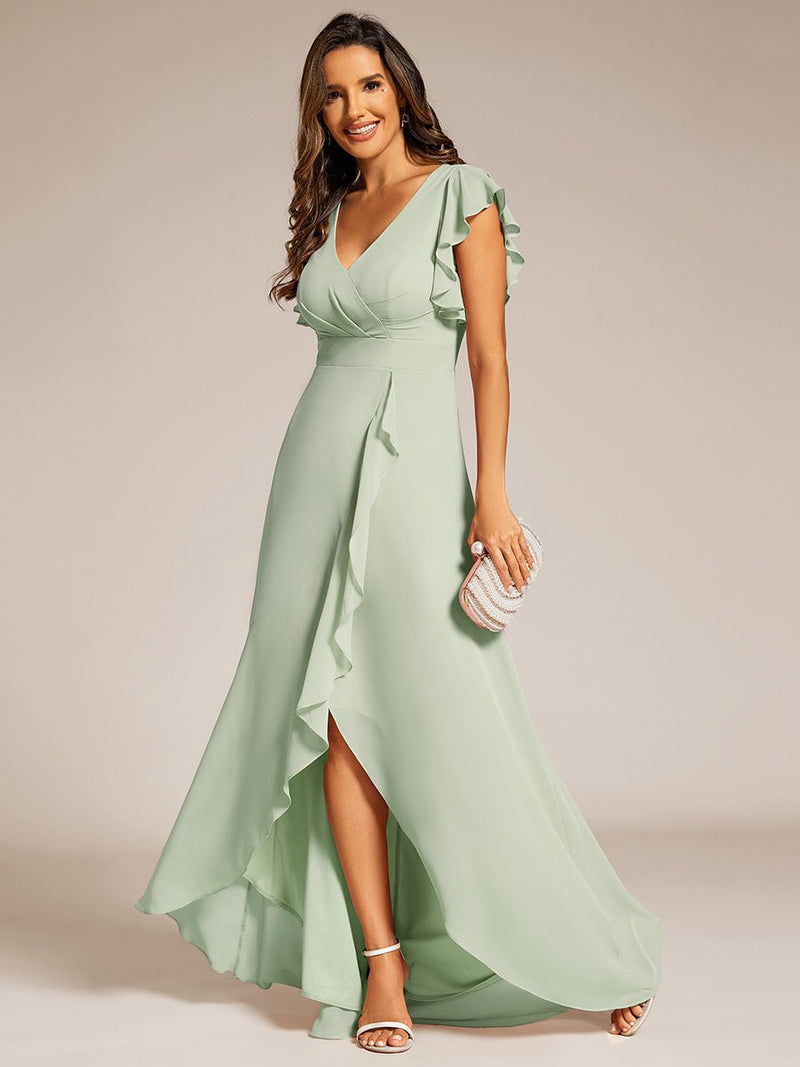 Jarlina chiffon high low bridesmaid dress with ruffle - Bay Bridal and Ball Gowns