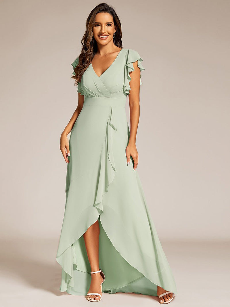 Jarlina chiffon high low bridesmaid dress with ruffle - Bay Bridal and Ball Gowns