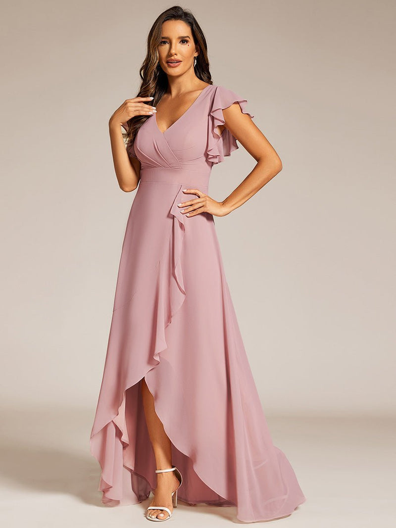 Jarlina chiffon high low bridesmaid dress with ruffle - Bay Bridal and Ball Gowns