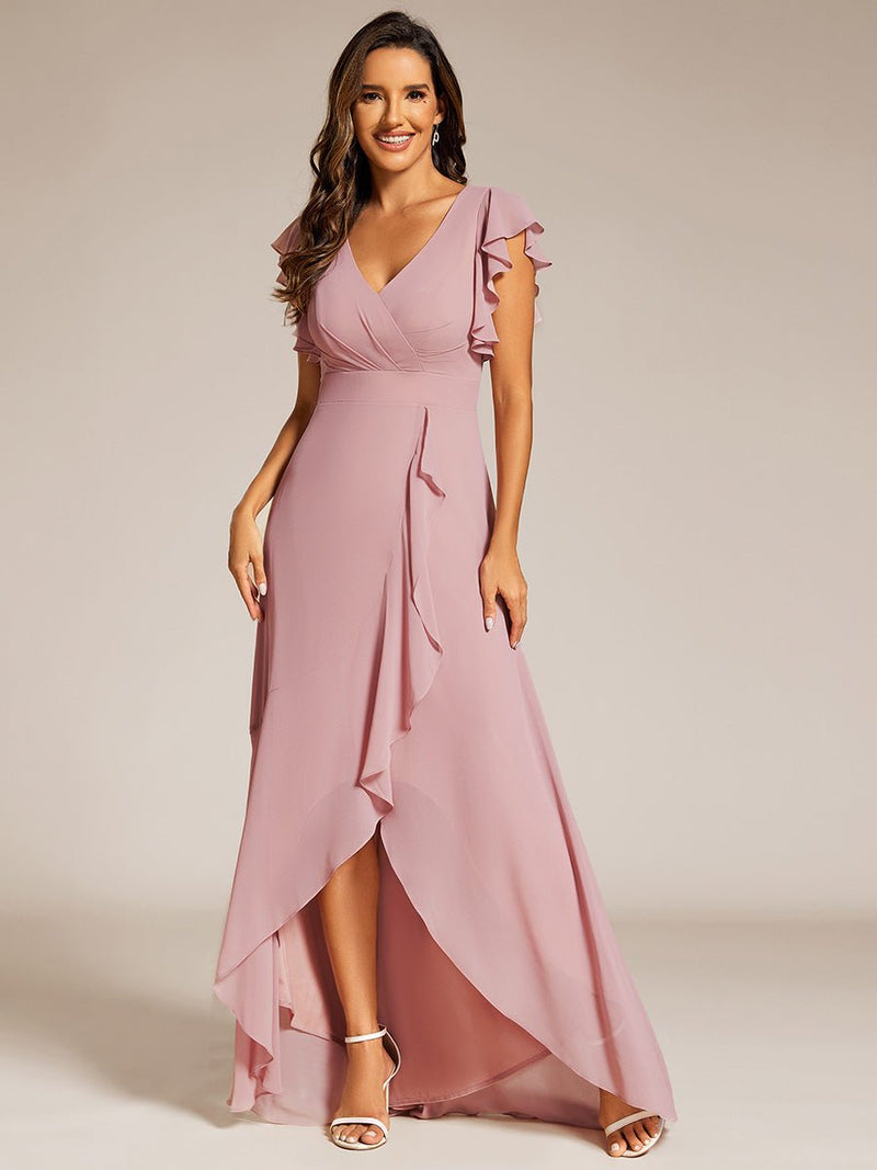 Jarlina chiffon high low bridesmaid dress with ruffle - Bay Bridal and Ball Gowns