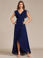 Jarlina chiffon high low bridesmaid dress with ruffle - Bay Bridal and Ball Gowns