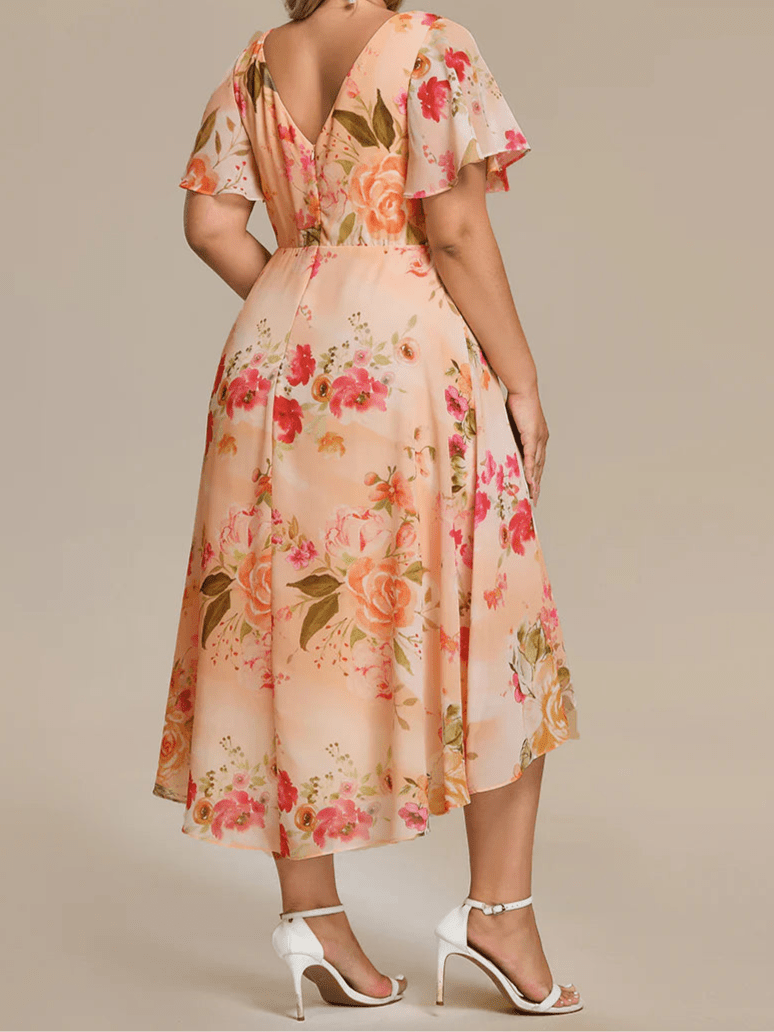 Jerry peach floral mother of the bride/groom chiffon dress Express NZ Wide - Bay Bridal and Ball Gowns