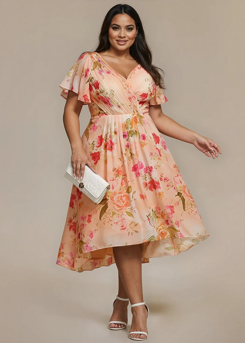 Jerry peach floral mother of the bride/groom chiffon dress Express NZ Wide - Bay Bridal and Ball Gowns