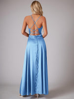 Jo ball gown with lace up back in light blue Express NZ wide - Bay Bridal and Ball Gowns