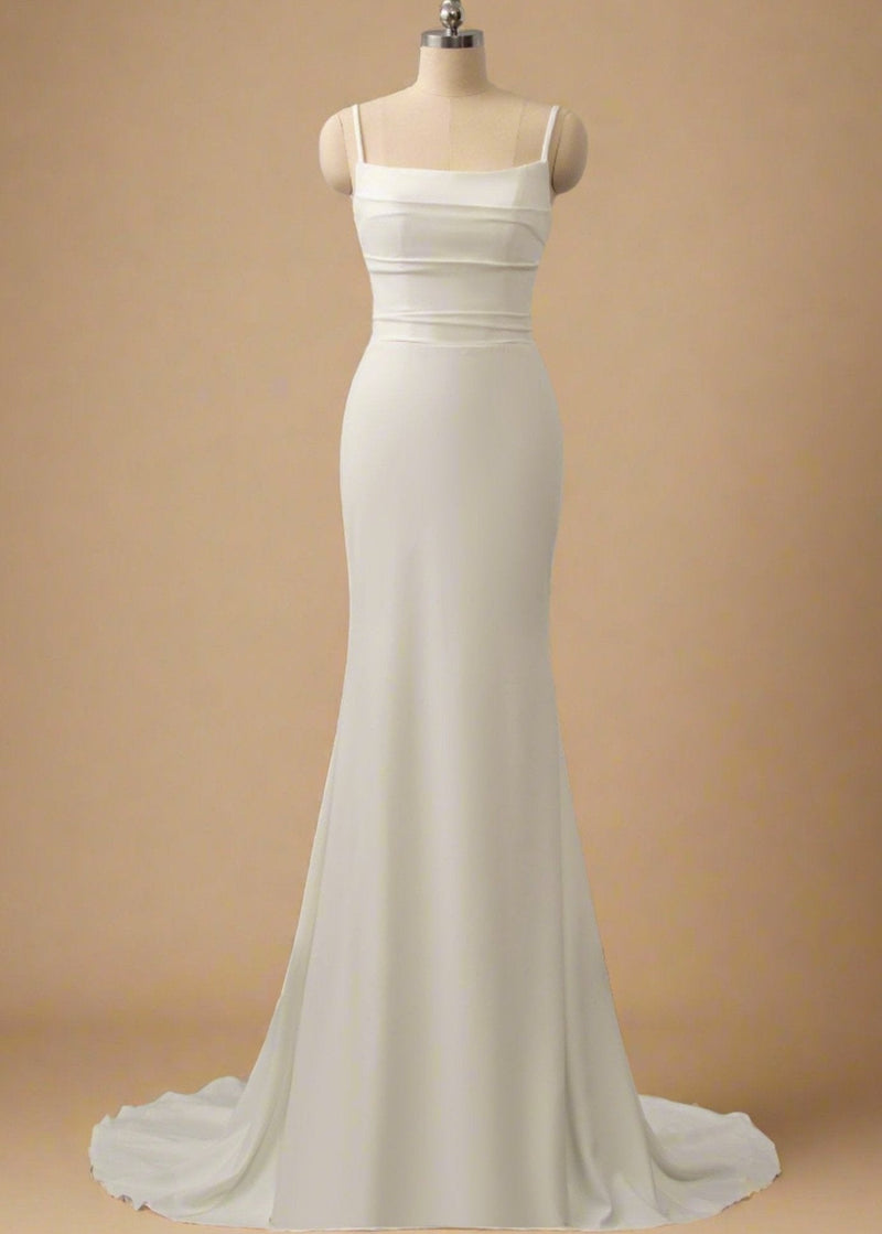 Johanna Ivory minimalist crepe wedding dress Express NZ wide - Bay Bridal and Ball Gowns