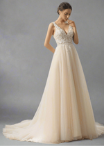 Juliet wedding gown in Ivory Champagne size 12Express NZ wide - Bay Bridal and Ball Gowns