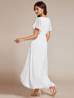 Justine high low midi ivory wedding gown in chiffon - Bay Bridal and Ball Gowns