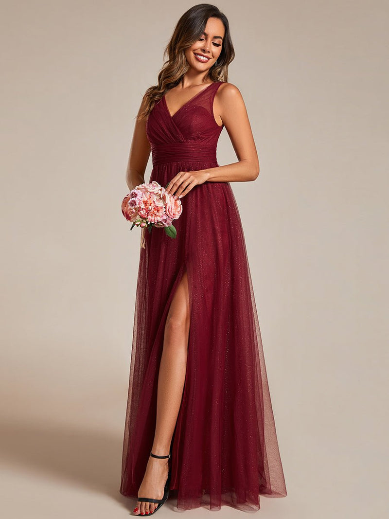 Karlia maxi sparkling ball dress with split - Bay Bridal and Ball Gowns