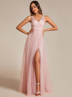 Karlia maxi sparkling ball dress with split - Bay Bridal and Ball Gowns