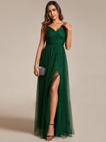 Karlia maxi sparkling ball dress with split s8 - 10 Ever Green Express NZ wide - Bay Bridal and Ball Gowns