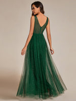 Karlia maxi sparkling ball dress with split s8 - 10 Ever Green Express NZ wide - Bay Bridal and Ball Gowns