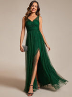 Karlia maxi sparkling ball dress with split s8 - 10 Ever Green Express NZ wide - Bay Bridal and Ball Gowns