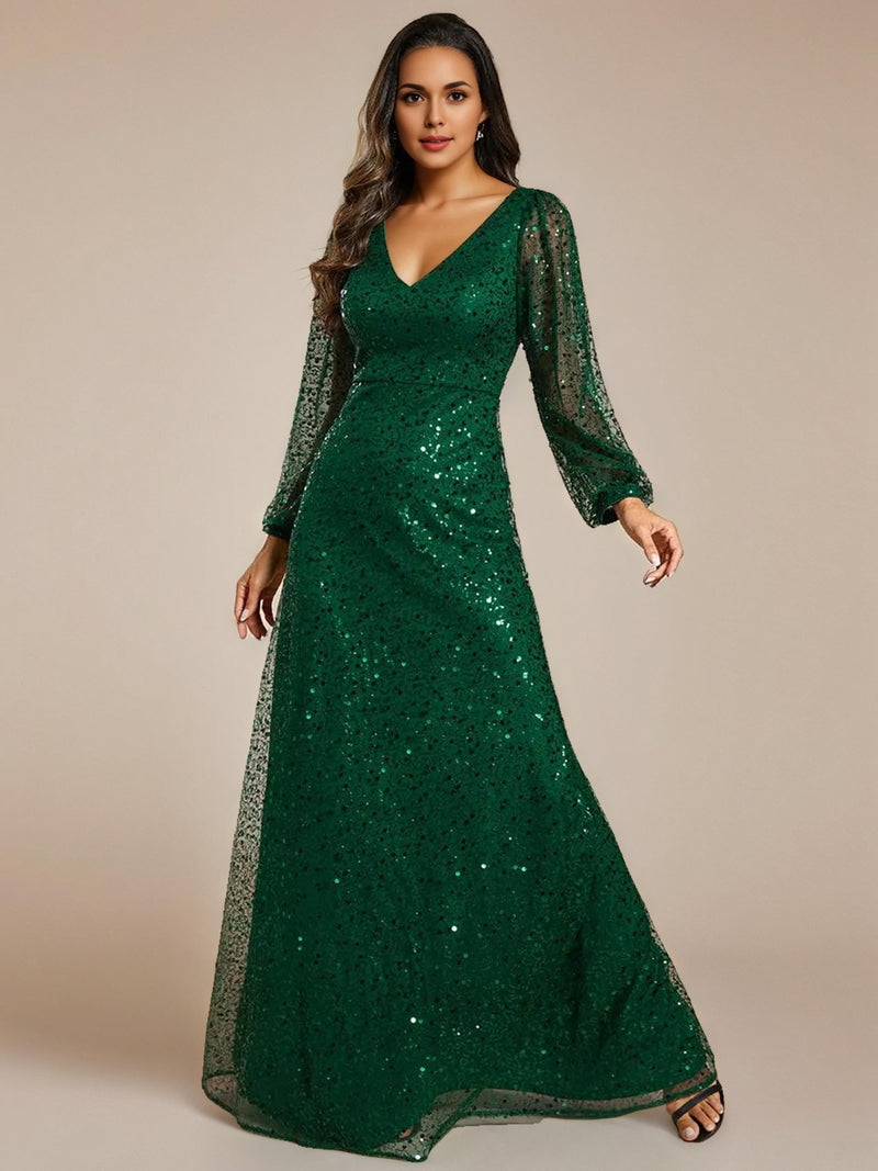 Kerrianna emerald green long sleeve sequin dress s16 Express NZ Wide - Bay Bridal and Ball Gowns