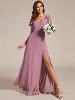 Kylee sleeved bridesmaid or evening gown in soft chiffon - Bay Bridal and Ball Gowns