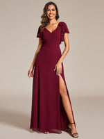 Kylee sleeved bridesmaid or evening gown in soft chiffon - Bay Bridal and Ball Gowns