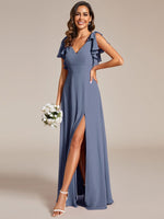 Kylee sleeved bridesmaid or evening gown in soft chiffon - Bay Bridal and Ball Gowns