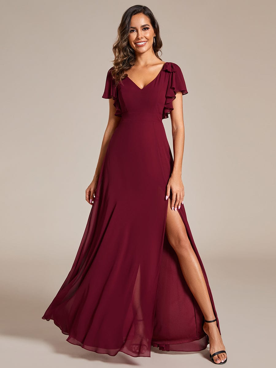 Kylee sleeved bridesmaid or evening gown in soft chiffon - Bay Bridal and Ball Gowns