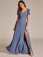 Kylee sleeved bridesmaid or evening gown in soft chiffon - Bay Bridal and Ball Gowns