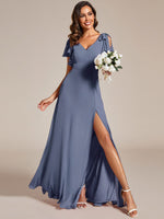 Kylee sleeved bridesmaid or evening gown in soft chiffon - Bay Bridal and Ball Gowns