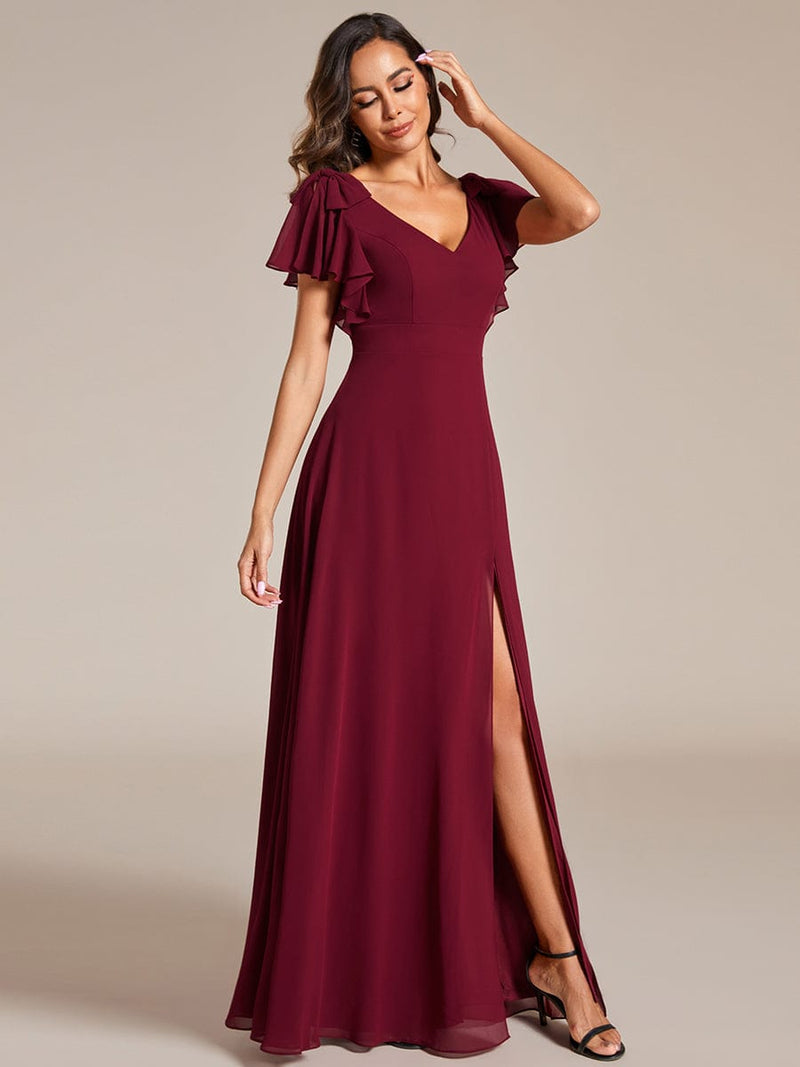 Kylee sleeved bridesmaid or evening gown in soft chiffon - Bay Bridal and Ball Gowns