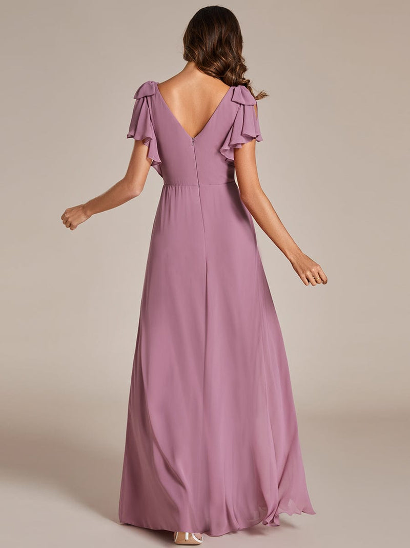 Kylee sleeved bridesmaid or evening gown in soft chiffon - Bay Bridal and Ball Gowns