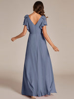 Kylee sleeved bridesmaid or evening gown in soft chiffon - Bay Bridal and Ball Gowns