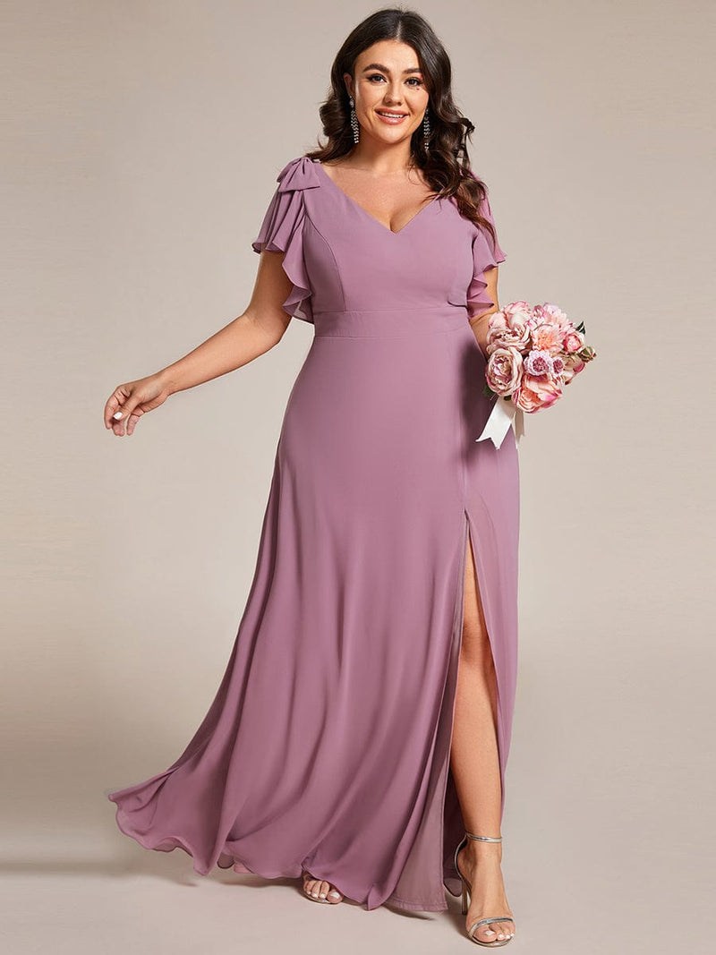 Kylee sleeved bridesmaid or evening gown in soft chiffon - Bay Bridal and Ball Gowns