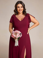 Kylee sleeved bridesmaid or evening gown in soft chiffon - Bay Bridal and Ball Gowns