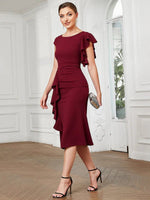 Linda burgundy mother of bride dress s18-20 Express NZ wide - Bay Bridal and Ball Gowns