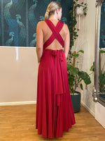 Luxe Brick Red Convertible Infinity bridesmaid dress with split Express NZ wide - Bay Bridal and Ball Gowns