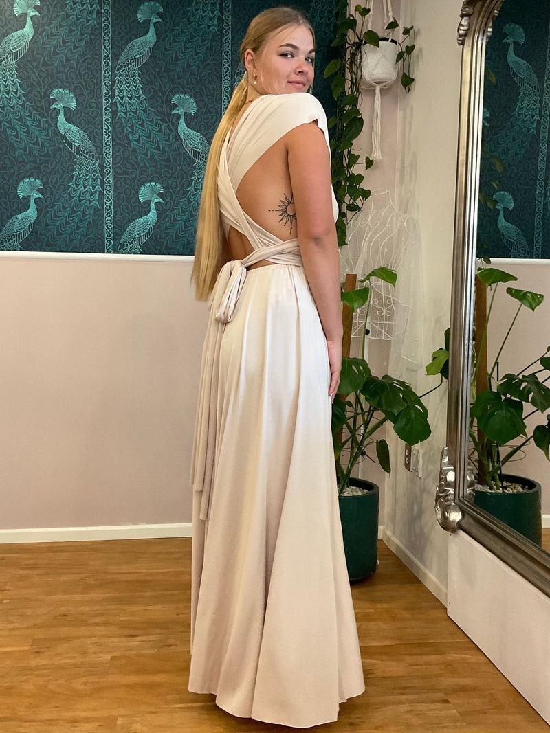 beige infinity dress BEIGE Bridesmaid Dress, Infinity Dress, Convertible Dress Bridesmaid, Long Dress for Women Boho, Wedding Dress, Evening Dress, Formal Dress
