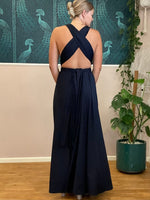 Luxe Navy Blue convertible Infinity bridesmaid dress with split Express NZ wide - Bay Bridal and Ball Gowns