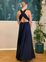 Luxe Navy Blue convertible Infinity bridesmaid dress with split Express NZ wide - Bay Bridal and Ball Gowns