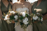 Luxe Olive Green Convertible Infinity bridesmaid dress with split Express NZ wide - Bay Bridal and Ball Gowns