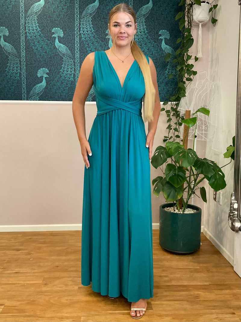 infinity dress teal blue Teal Infinity Dress With Detachable Tulle Overskirt: Convertible Bridesmaid  Dress