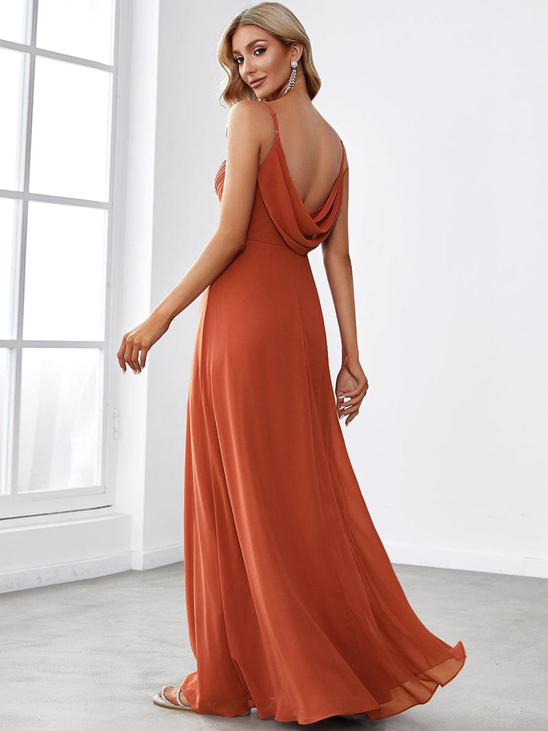 Malika cowl back bridesmaid dress in burnt orange s8 Express NZ wide - Bay Bridal and Ball Gowns