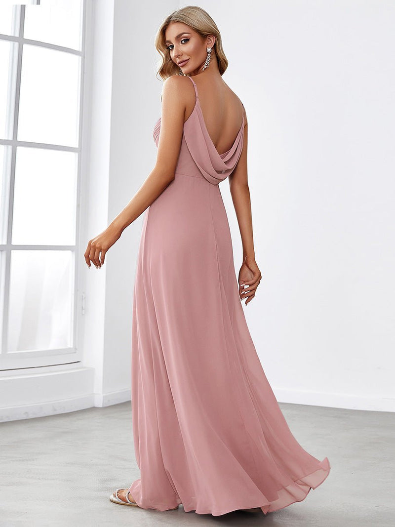 Malika dusty pink cowl back bridesmaid dress Express NZ wide - Bay Bridal and Ball Gowns