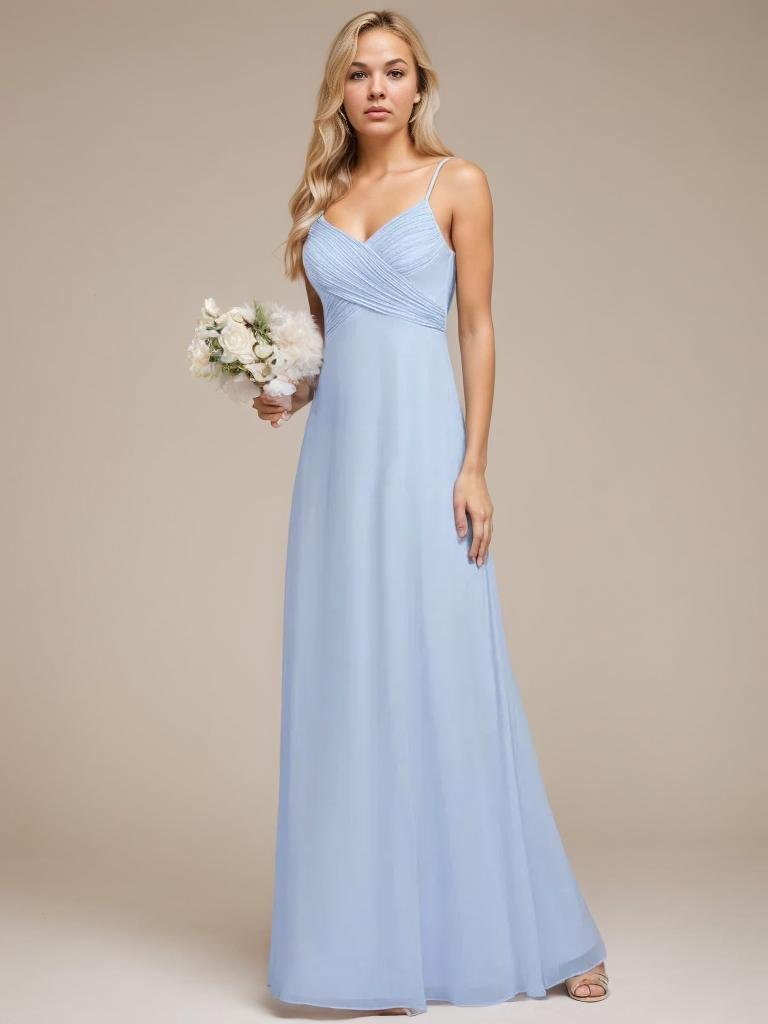 Malika light blue cowl back bridesmaid dress s14 Express NZ wide - Bay Bridal and Ball Gowns