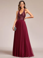 Marianna deep V-neck sequin and tulle ball dress - Bay Bridal and Ball Gowns