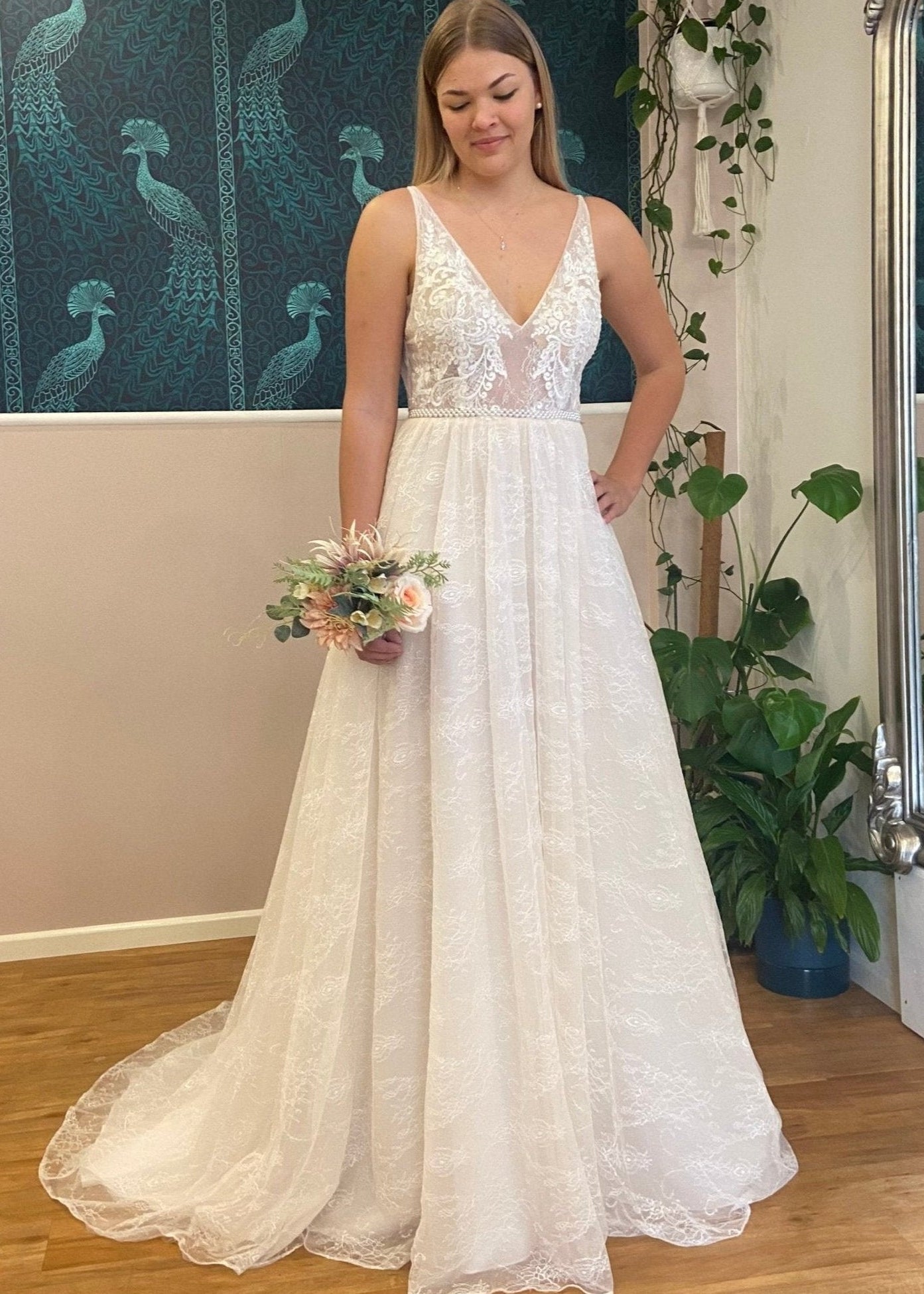 Mary romantic ivory/champagne wedding gown Bay Bridal