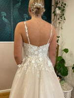 Meleana applique lace wedding gown ivory/pink nude Express NZ wide - Bay Bridal and Ball Gowns