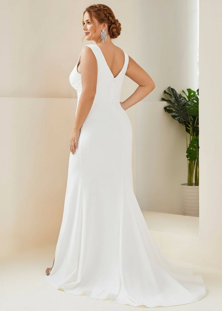 plus size formal floor length dresses La Femme Women's A-line Tulle and Lace Plus Size Gown with Slit - Blue